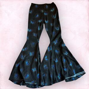 Sugar Thrillz Butterfly Print Flare Pants Y2K Goth - Size S
